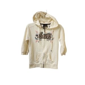 Element Cream 3/4 Sleeve Zip Up Top